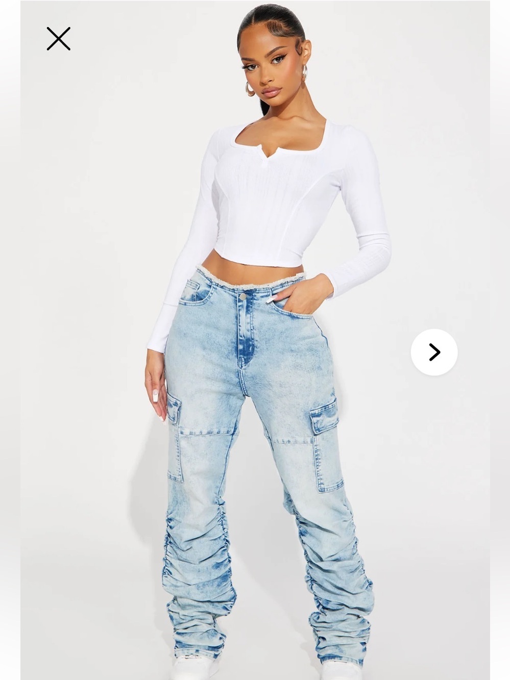 NWT Fashion Nova Nobody Else Stretch Stacked Cargo Jean #0142
